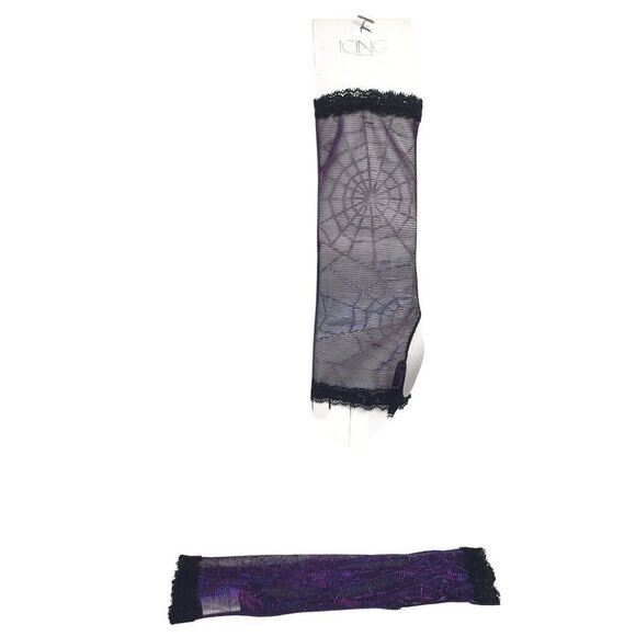 Icing Spider Web Lace Fingerless Gloves Costume Gothic Cobwebb Dress Up NEW - Picture 3 of 6